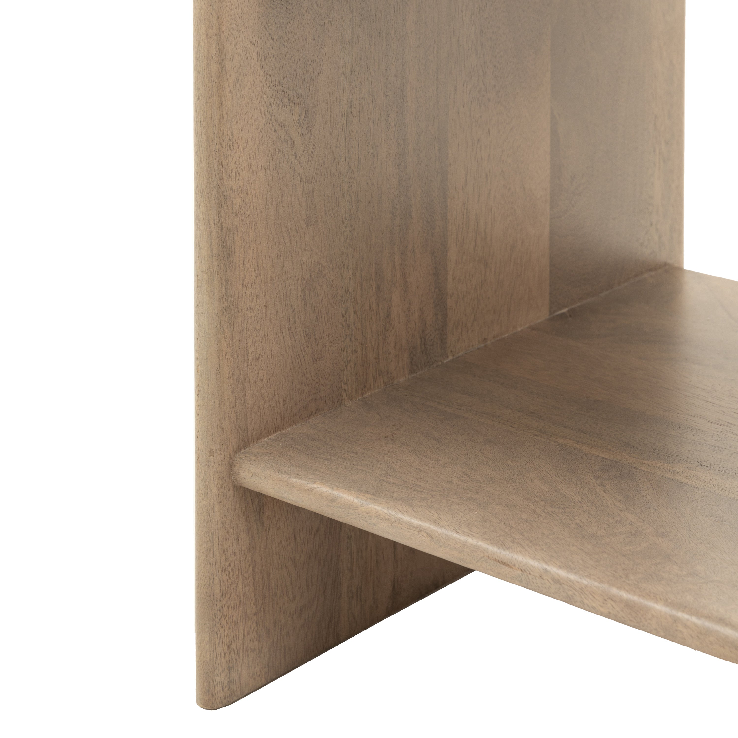 Antrury Natural Mango Wood Curved Bedside Table Wide